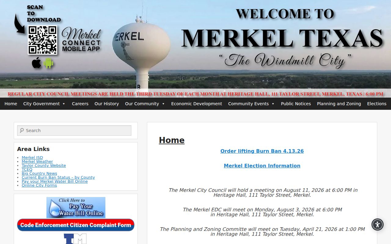 City of Merkel official site for Merkel criminal records