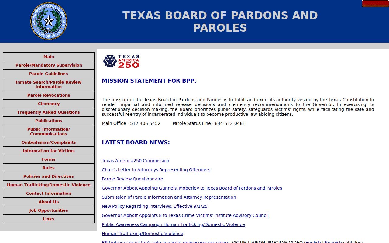 Texas parole board source compared with Taylor County registry records