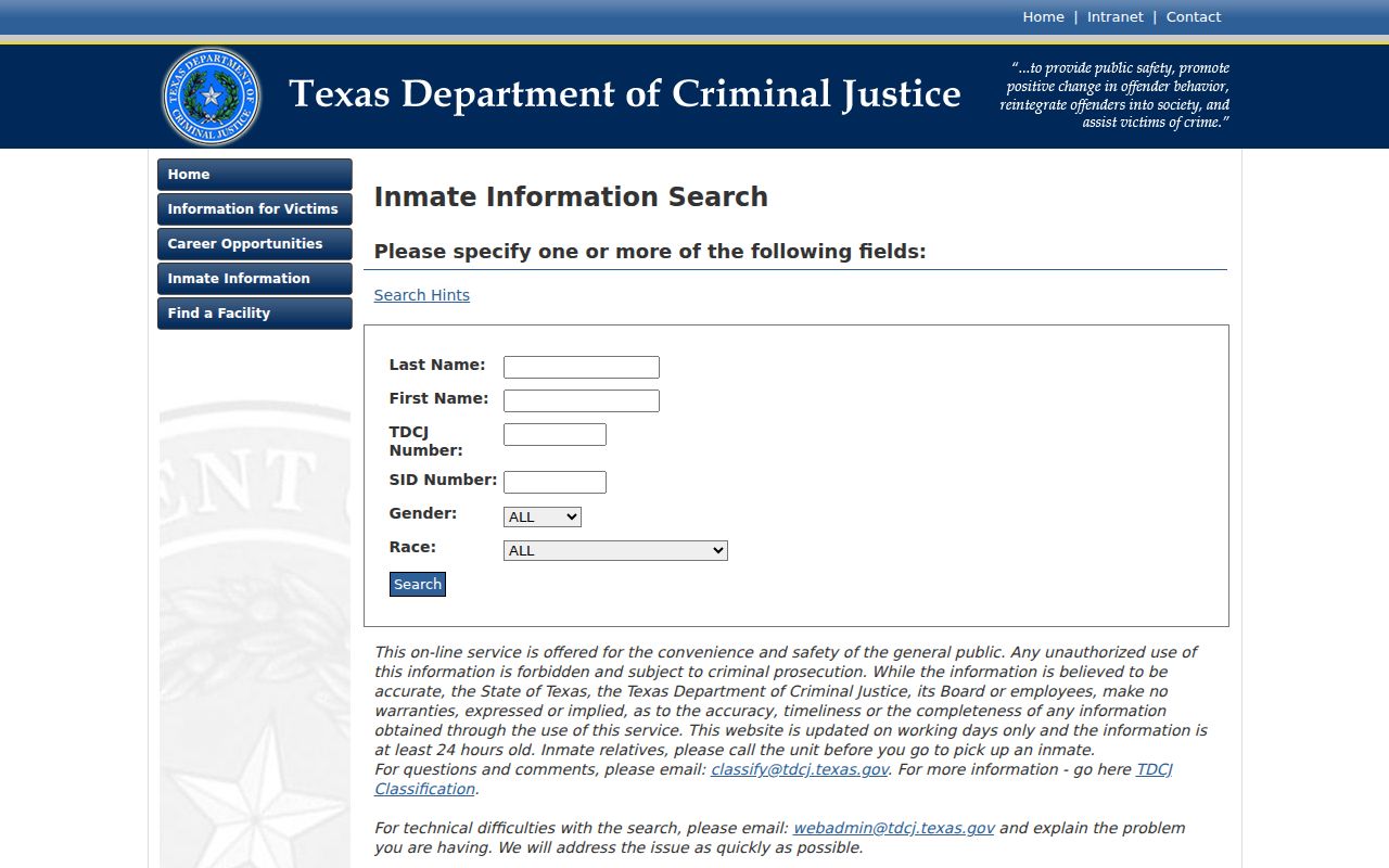 TDCJ Taylor County criminal history inmate search