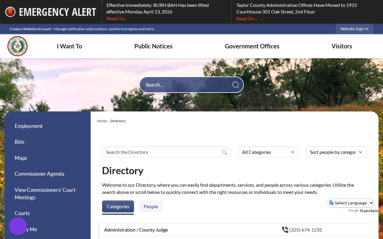 Taylor County criminal records office directory